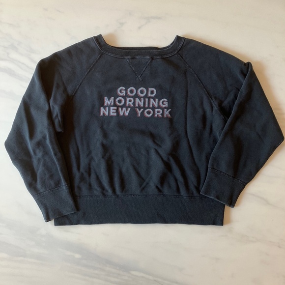 Nili Lotan Black "Good Morning New York" Sweatshirt L 10 - Picture 2 of 6